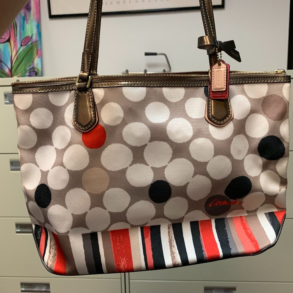 Authentic Coach Purse - Tan Brown and Orange